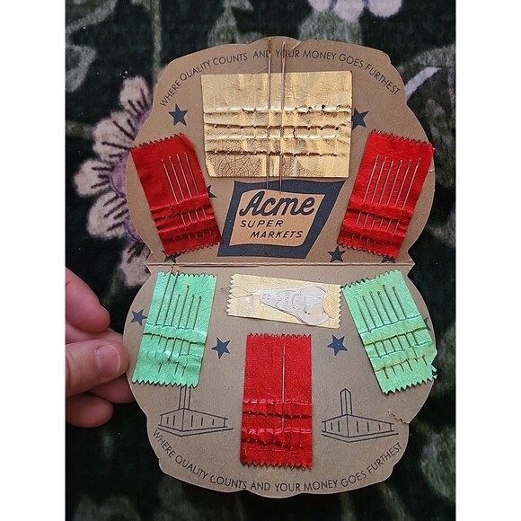 Vtg ACME Supermarkets Grocery Store Sewing Needle Pack WEST GERMANY Collectible - Picture 2 of 9
